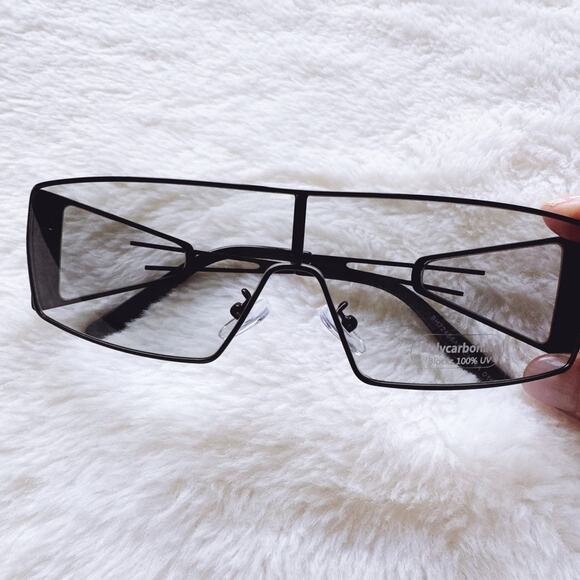 Shane Clear Black Wrap-Around Sunglasses - Picture 2 of 13